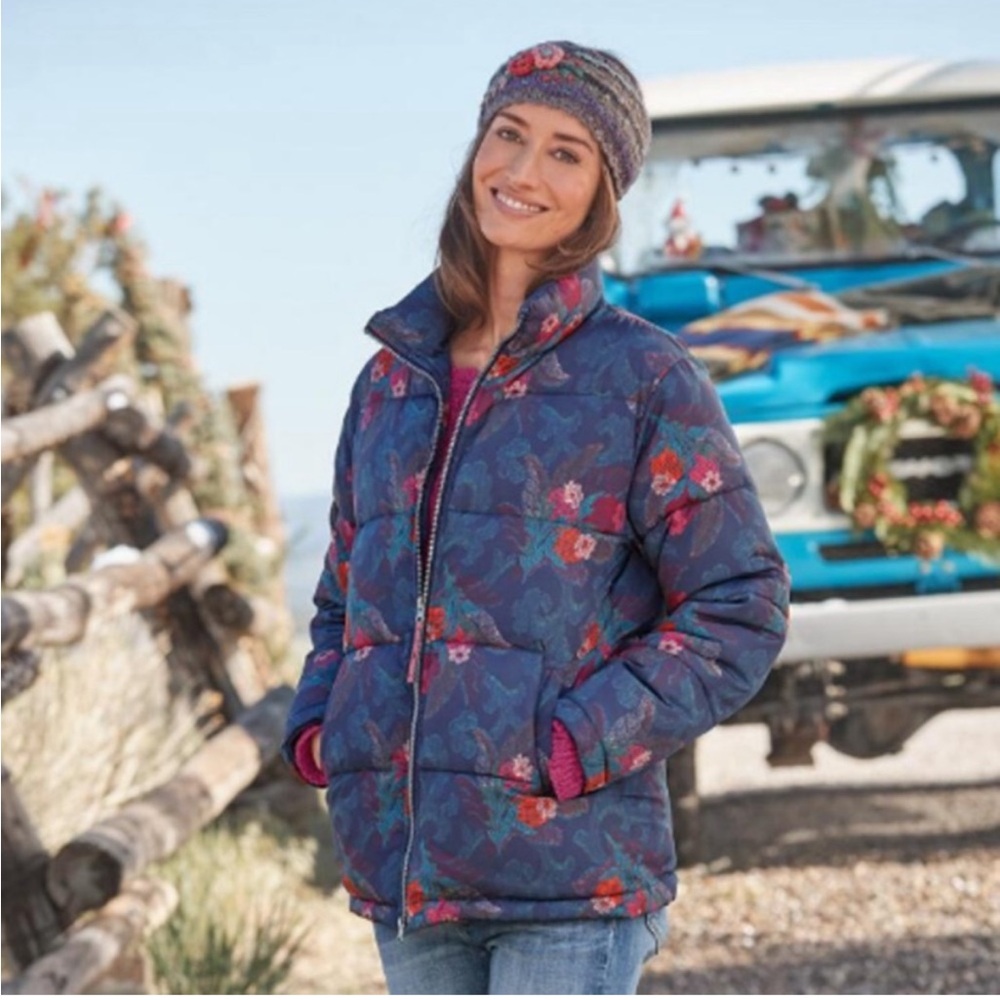 Sundance Blue Floral Puffer Jacket
